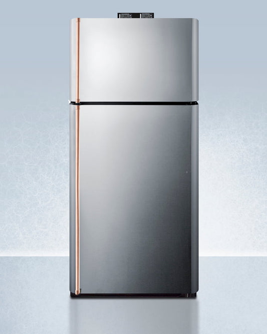 Summit BKRF18PLCP 18 Cu.Ft. Break Room Refrigerator-Freezer With Pure Copper Handles And Factory-Installed Nist Calibrated Alarm/Thermometers