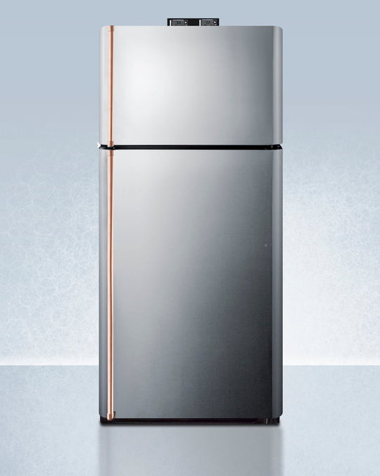 Summit BKRF18PLCP 18 Cu.Ft. Break Room Refrigerator-Freezer With Pure Copper Handles And Factory-Installed Nist Calibrated Alarm/Thermometers