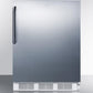 Summit CT661SSTB Freestanding Counter Height Refrigerator-Freezer For Residential Use, Cycle Defrost With A Stainless Steel Wrapped Door, Towel Bar Handle, And White Cabinet