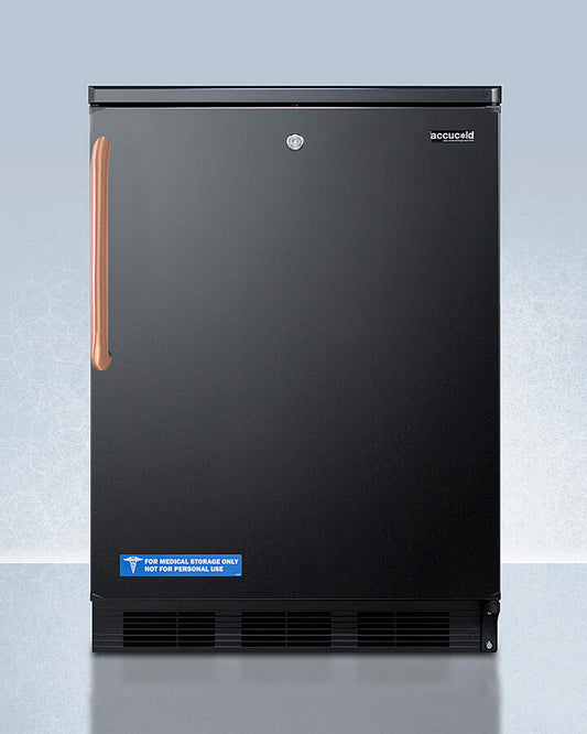 Summit FF7LBLKTBC Commercially Listed Freestanding All-Refrigerator For General Purpose Use, With Pure Copper Handle, Front Lock, Automatic Defrost Operation, And Black Exterior