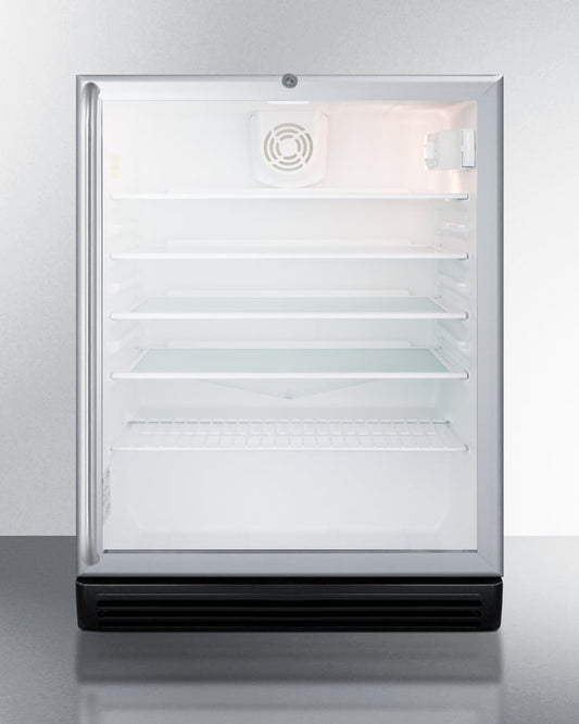 Summit SCR600BGLSHADA Commercially Listed Ada Compliant 5.5 Cu.Ft. Freestanding Beverage Center In A 24" Footprint, With Black Cabinet, Glass Door, Full-Length Towel Bar Handle, And Lock
