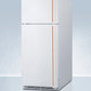Summit BKRF18WCPLHD 18 Cu.Ft. Break Room Refrigerator-Freezer In White With Pure Copper Handles And Nist Calibrated Alarm/Thermometers