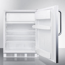 Summit AL650SSTB Freestanding Ada Compliant Refrigerator-Freezer For General Purpose Use, W/Dual Evaporator Cooling, Cycle Defrost, Ss Door, Towel Bar Handle, White Cabinet