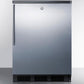 Summit FF7LBLKSSHV Commercially Listed Freestanding All-Refrigerator For General Purpose Use, Auto Defrost W/Ss Wrapped Door, Thin Handle, Lock, And Black Cabinet