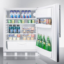 Summit FF6WBI7SSHVADA Ada Compliant Commercial All-Refrigerator For Built-In General Purpose Use, Auto Defrost W/Stainless Steel Wrapped Door, Thin Handle, And White Cabinet