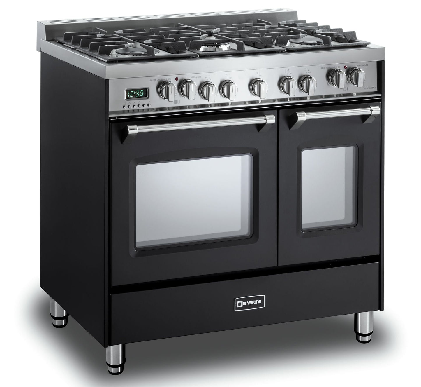 Verona VPFSGE365DE Matte Black 36" Prestige Dual Fuel Double Oven Range