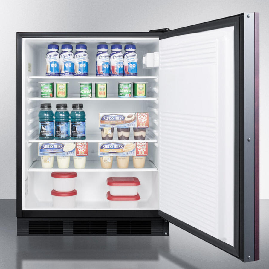 Summit FF7BBIIF Commercially Listed Built-In Undercounter All-Refrigerator For General Purpose Use, Auto Defrost W/Panel-Ready Door And Black Cabinet