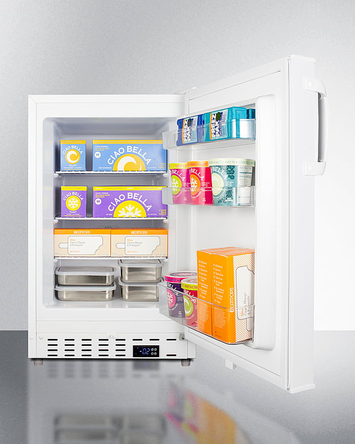 Summit ALFZ36 Built-In Undercounter Ada Compliant Residential All-Freezer In White With Door Storage And Manual Defrost Operation