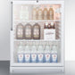 Summit SCR600GLBITBADA Commercially Listed Ada Compliant Built-In Undercounter Beverage Center With White Cabinet, Glass Door, Stainless Steel Towel Bar Handle, And Lock