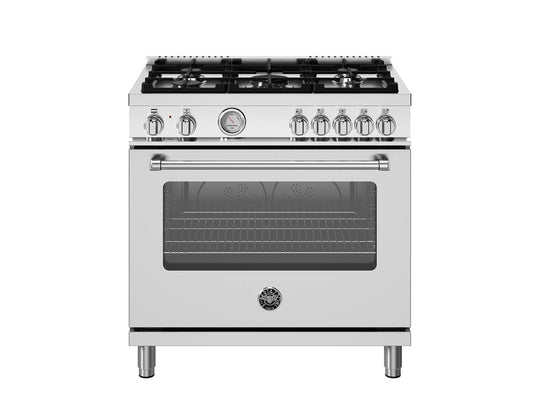 Bertazzoni MAS365DFMXV 36 Inch Dual Fuel Range, 5 Burner, Electric Oven Stainless Steel