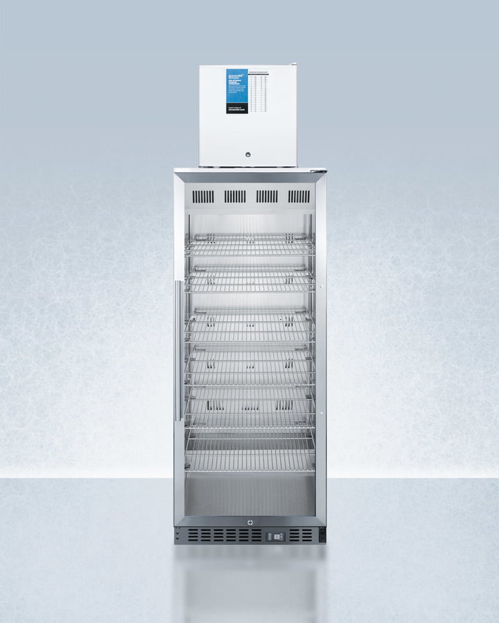 Summit ACR1151FS24LSTACKPRO Compact Manual Defrost Fs24Lpro All-Freezer Stacked With 11 Cu.Ft. Pharmaceutical Refrigerator Acr1151Pro, Both With Factory-Installed Probe Holes