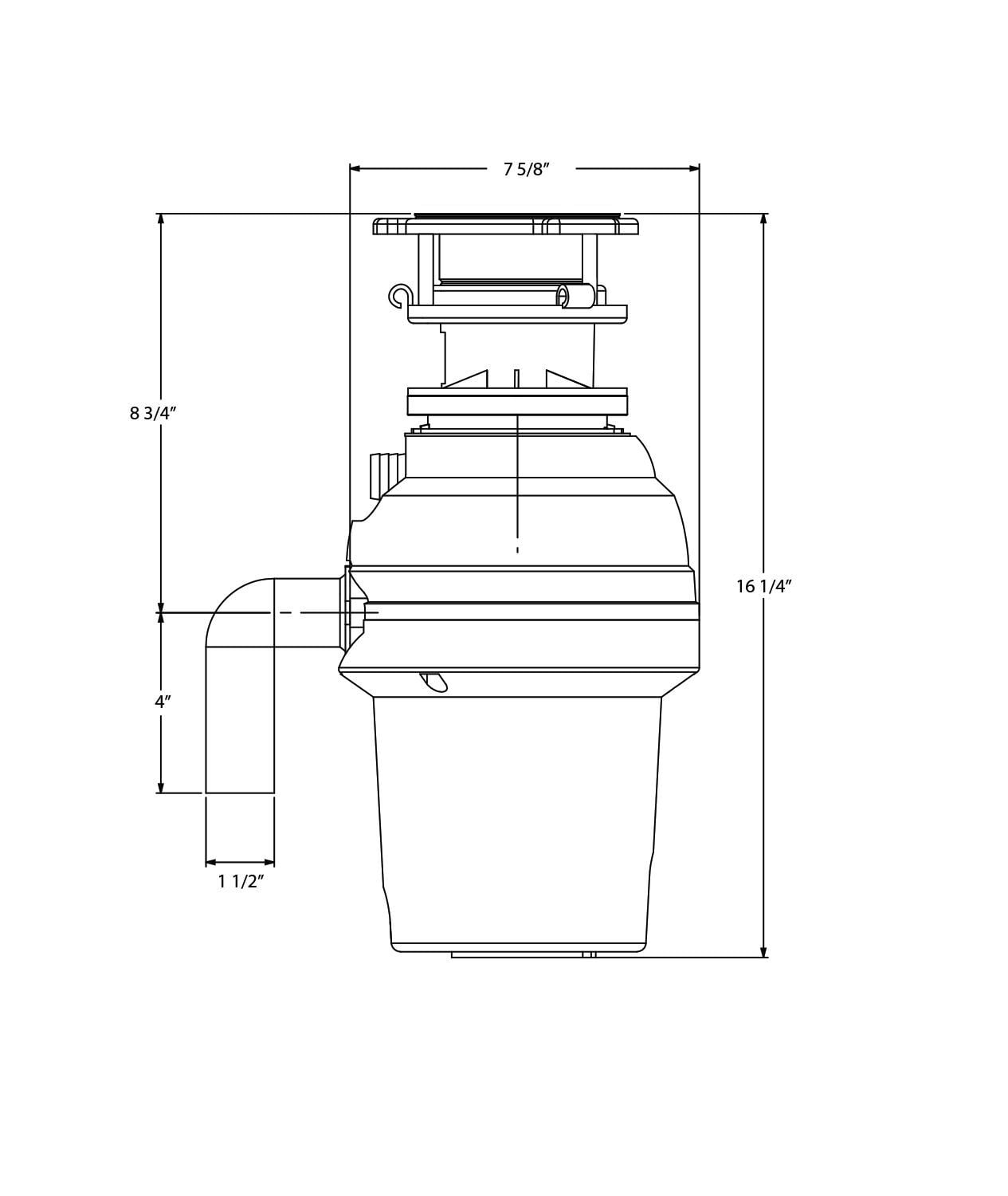 Xo Appliance XOD34PROBF 3/4 Hp Pro 3 Bolt Mount, Batch Feed Disposal
