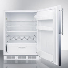 Summit FF61BIFRADA Ada Compliant Built-In Undercounter All-Refrigerator For Residential Use, Auto Defrost With Stainless Steel Door Frame For Slide-In Panels And White Cabinet