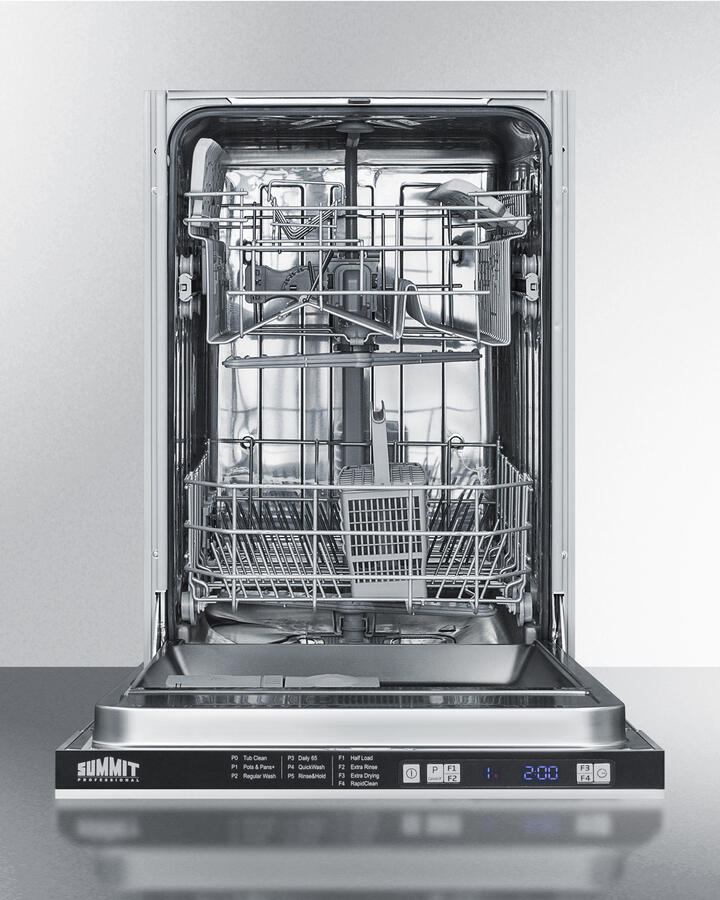 Summit DW18SS2 18" Wide Energy Star Qualified Dishwasher With Stainless Steel Or Panel-Ready Door, Made In Europe