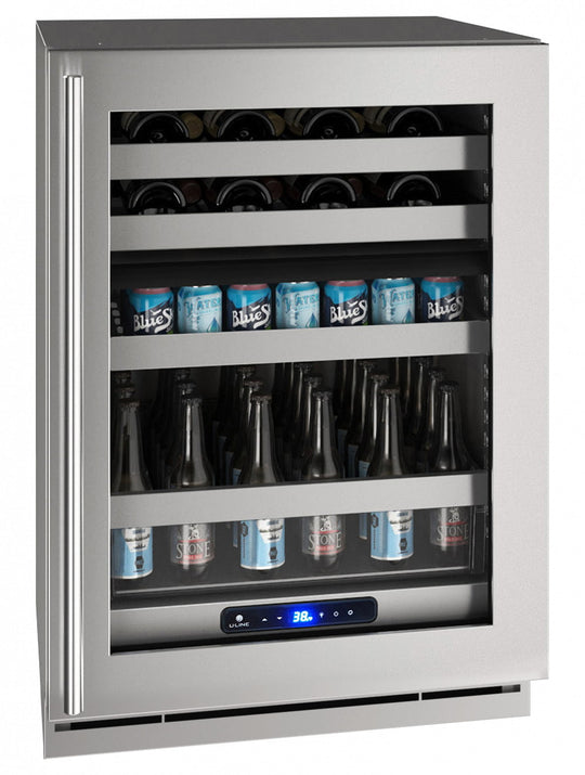 U-Line UHBD524SG51A Hbd524 24" Dual-Zone Beverage Center With Stainless Frame Finish And Left-Hand Hinge Door Swing (115 V/60 Hz Volts /60 Hz Hz)
