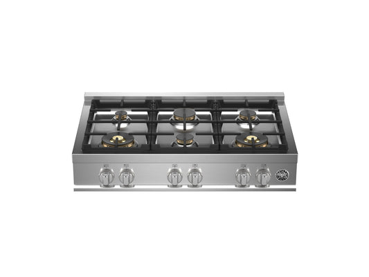 Bertazzoni MAST366RTBXT 36 Gas Rangetop 6 Brass Burners Stainless Steel