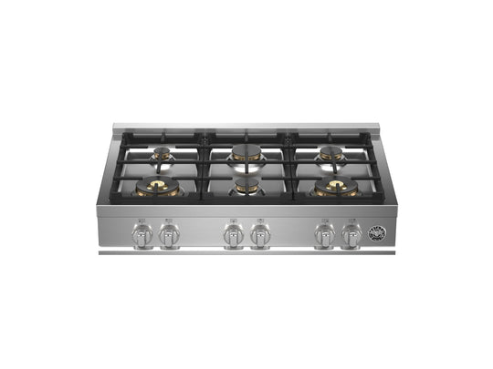 Bertazzoni MAST366RTBXT 36 Gas Rangetop 6 Brass Burners Stainless Steel
