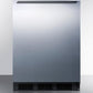 Summit FF7BKSSHH Commercially Listed Freestanding All-Refrigerator For General Purpose Use, Auto Defrost W/Ss Wrapped Door, Horizontal Handle, And Black Cabinet