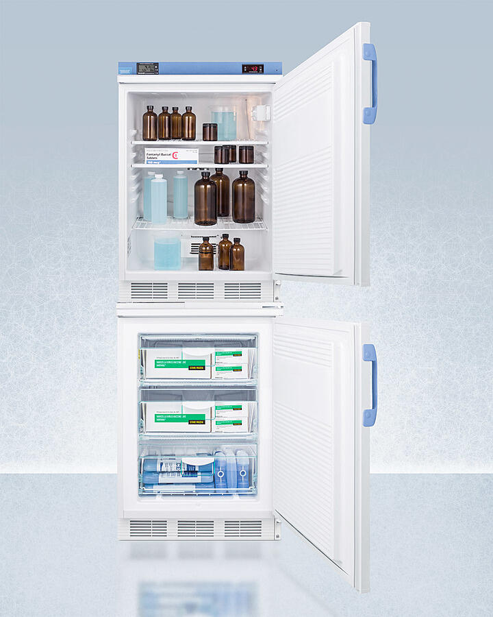 Summit FF7LWVT65MLSTACKMED2 Stacked Combination Of Ff7Lwbimed2 Auto Defrost All-Refrigerator And Vt65Mlbimed2 Manual Defrost -25 C All-Freezer, Both With Locks, Digital Controls, And Nist Calibrated Alarm/Thermometers