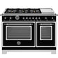 Bertazzoni HER486BTFGMNET 48 Inch All-Gas Range 6 Brass Burner And Griddle Nero Matt