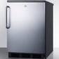 Summit FF7LBLBISSTB Commercially Listed Built-In Undercounter All-Refrigerator For General Purpose Use, Auto Defrost W/Ss Wrapped Door, Towel Bar Handle, Lock, And Black Cabinet
