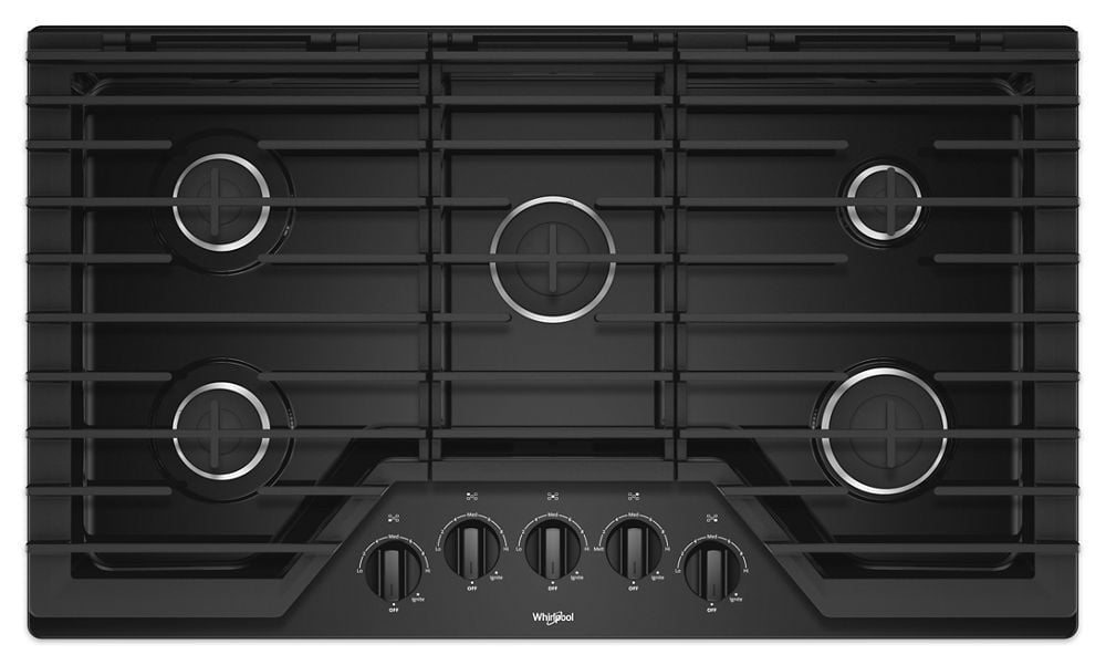 Whirlpool WCG55US6HB 36-Inch Gas Cooktop With Ez-2-Lift Hinged Cast-Iron Grates