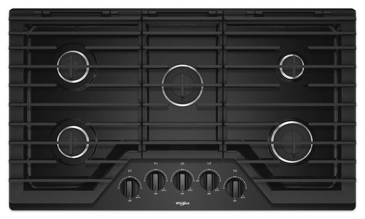 Whirlpool WCG55US6HB 36-Inch Gas Cooktop With Ez-2-Lift Hinged Cast-Iron Grates