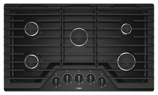 Whirlpool WCG55US6HB 36-Inch Gas Cooktop With Ez-2-Lift Hinged Cast-Iron Grates