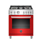 Bertazzoni PROF304GASROT 30 Inch All Gas Range, 4 Brass Burner Rosso