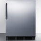 Summit FF6BKBI7SSTBADA Ada Compliant Commercial All-Refrigerator For Built-In General Purpose Use, Auto Defrost W/Stainless Steel Wrapped Door, Towel Bar Handle, And Black Cabinet