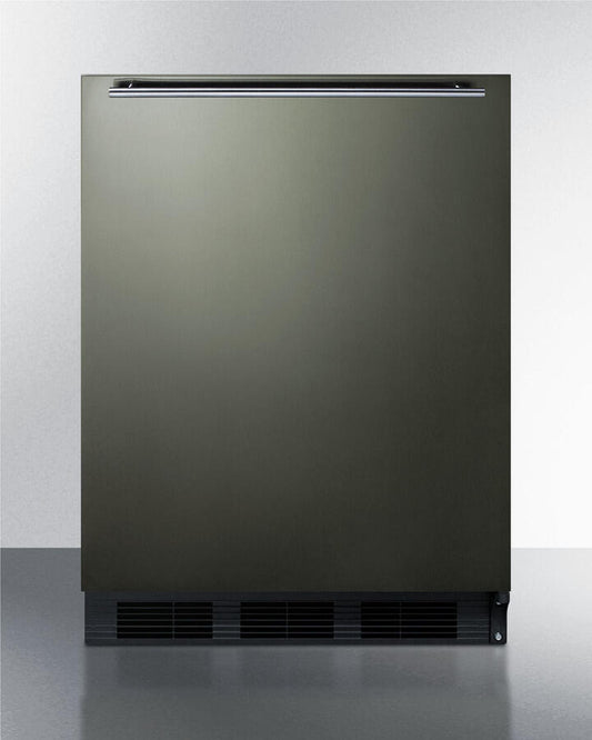 Summit CT663BBIKSHH Built-In Undercounter Refrigerator-Freezer For Residential Use, Cycle Defrost With Black Stainless Steel Wrapped Door, Horizontal Handle, And Black Cabinet