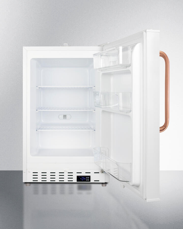 Summit ALFZ36LMCTBC Built-In Ada Compliant Momcube Residential All-Freezer In White With Antimicrobial Copper Handle, Keyed Lock, Door Storage, Digital Controls, And Manual Defrost Operation