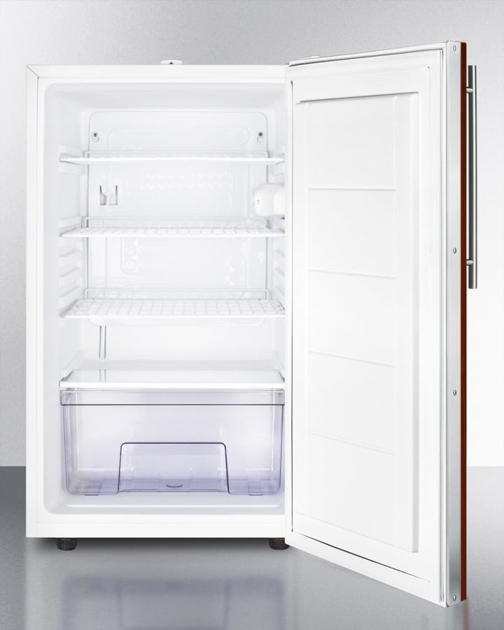 Summit FF511LBI7IFADA Commercially Listed 20" Wide Counter Height All-Refrigerator, Auto Defrost With A Lock And Integrated Door Frame For Full Overlay Panels