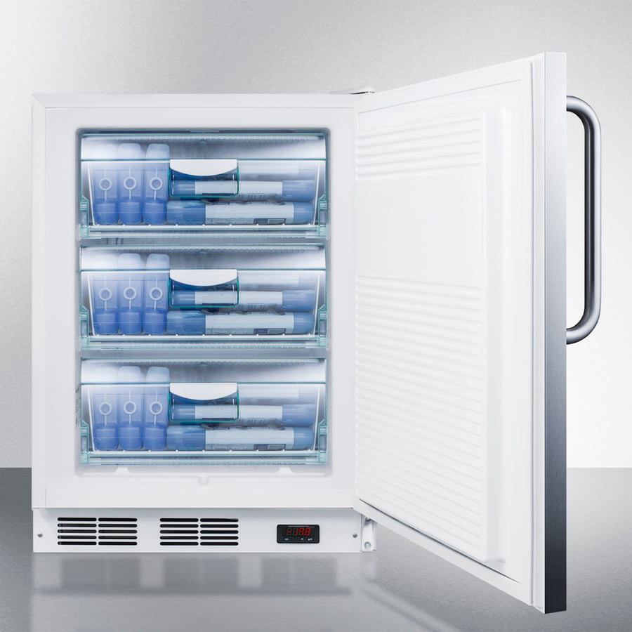 Summit VT65ML7BISSTBADA Ada Compliant Commercial Built-In Medical All-Freezer Capable Of -25 C Operation, With Wrapped Stainless Steel Door, Towel Bar Handle, And Lock