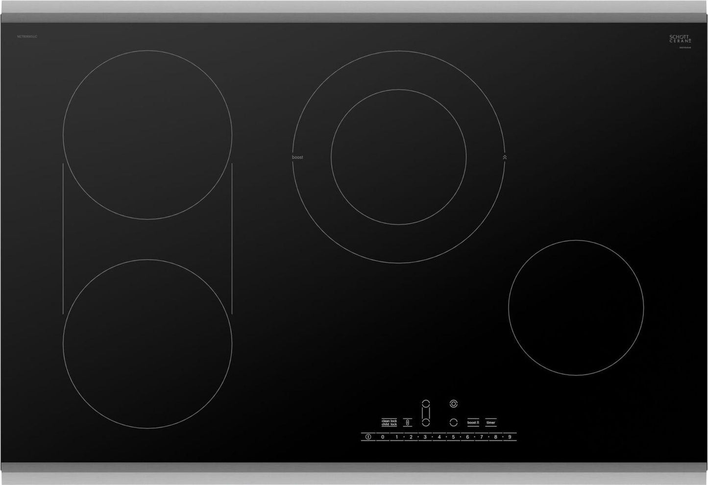 Bosch NET8069SUC 800 Series Electric Cooktop 30'' Black, Surface Mount With Frame Net8069Suc