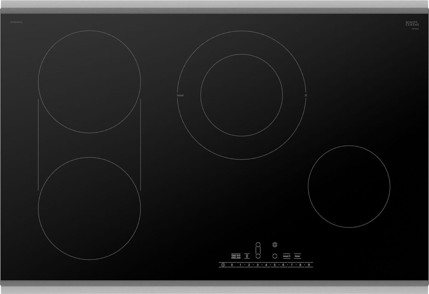 Bosch NET8069SUC 800 Series Electric Cooktop 30'' Black, Surface Mount With Frame Net8069Suc