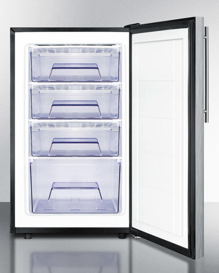 Summit FS408BL7SSHVADA Commercially Listed Ada Compliant 20" Wide All-Freezer, -20 C Capable With A Lock, Stainless Steel Door, Thin Handle And Black Cabinet
