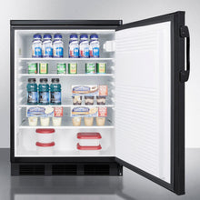 Summit FF7LBLBI Commercially Approved Auto Defrost All-Refrigerator With Lock For Built-In Undercounter Use In Black Finish