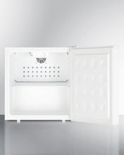 Summit AZAR2W Compact 1.7 Cu.Ft. All-Refrigerator In White Designed To Serve As An Allergy-Free Storage Zone, With Automatic Defrost, Front Lock, And A Set Of Allergy Warning Magnets