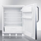 Summit FF6LW7SSTB Commercially Listed Freestanding All-Refrigerator For General Purpose Use, Auto Defrost W/Lock, Ss Wrapped Door, Towel Bar Handle, And White Cabinet