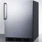 Summit FF6BKBI7SSTBADA Ada Compliant Commercial All-Refrigerator For Built-In General Purpose Use, Auto Defrost W/Stainless Steel Wrapped Door, Towel Bar Handle, And Black Cabinet