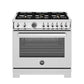 Bertazzoni PRO366BCFGMXT 36 Inch All Gas Range, 6 Brass Burners And Cast Iron Griddle Stainless Steel