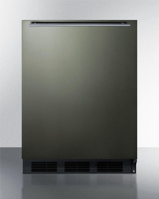 Summit CT663BBIKSHHADA Ada Compliant Built-In Undercounter Refrigerator-Freezer For Residential Use, Cycle Defrost W/Deluxe Interior, Black Stainless Steel Door, Horizontal Handle, And Black Cabinet