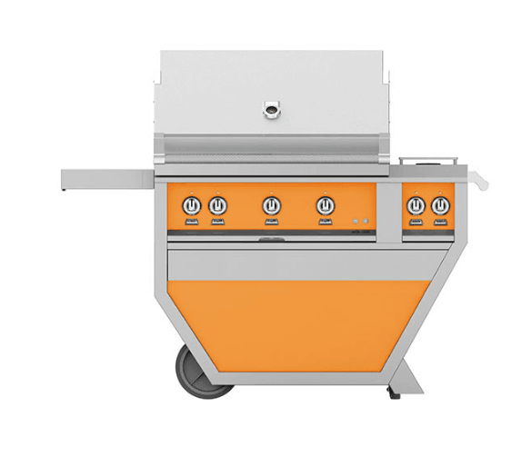 Hestan GABR36CX2LPOR Hestan 36" Liquid Propane Gas Deluxe Freestanding Grill And Cart W/ Double Side Burner Gabr36Cx2 - Orange (Custom Color: Citra)