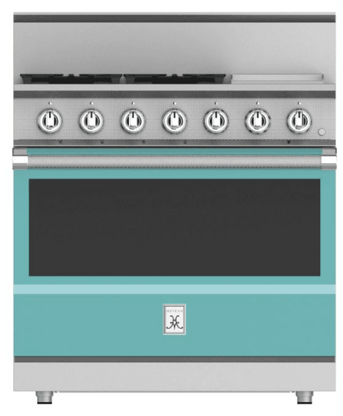 Hestan KRG364GDNGTQ 36" 4-Burner All Gas Range With 12" Griddle - Natural Gas - Turquoise / Bora Bora