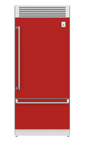 Hestan KRPR36RD 36" Pro Style Bottom Mount, Top Compressor Refrigerator - Right Hinge - Red / Matador
