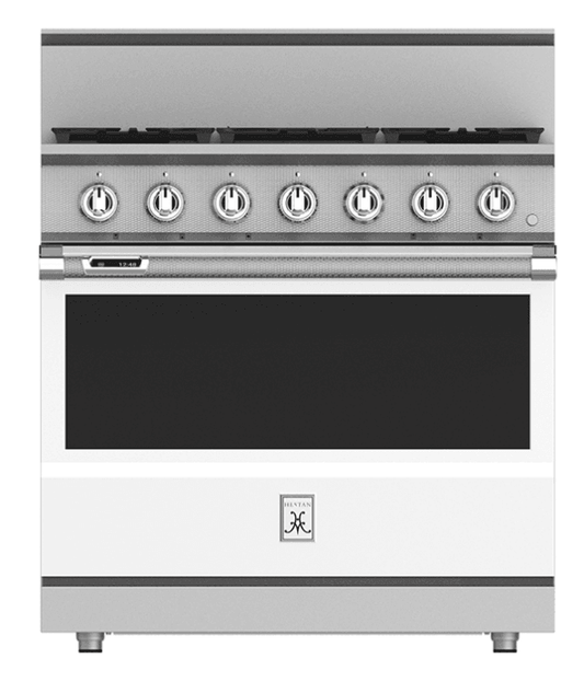 Hestan KRD364GDNGWH 36" 4-Burner Dual Fuel Range With 12" Griddle - Natural Gas - White / Froth
