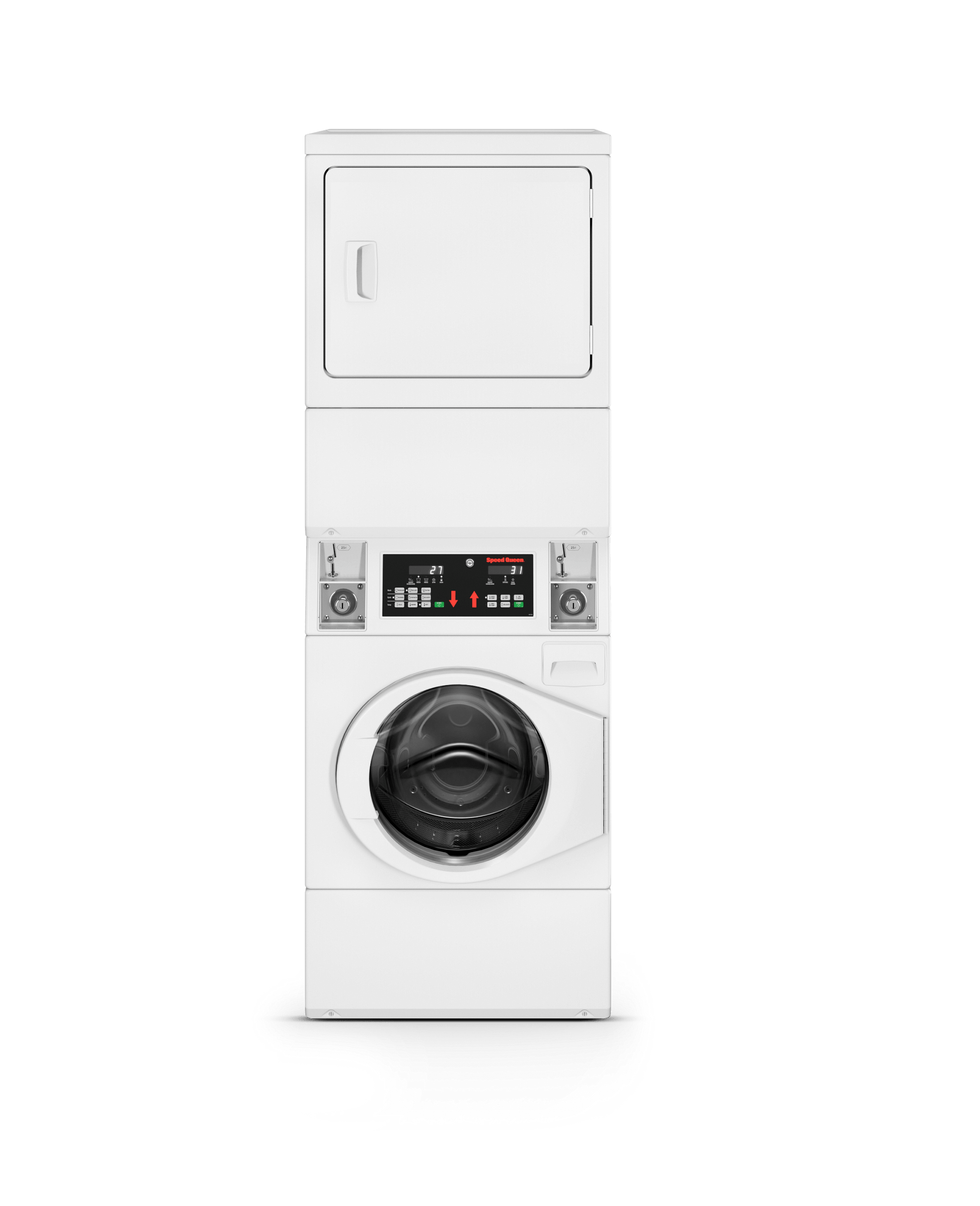 Speed Queen SV6000WE Light Commercial Coin Drop Front Control Stack Washer-Dryer - Electric