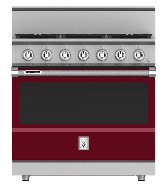Hestan KRD365LPBG 36" 5-Burner Dual Fuel Range - Liquid Propane - Burgundy / Tin Roof