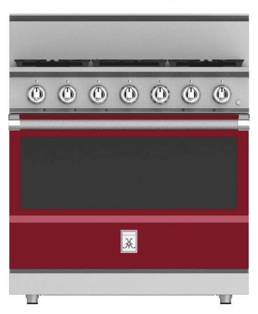 Hestan KRG365NGBG 36" 5-Burner All Gas Range - Natural Gas - Burgundy / Tin Roof